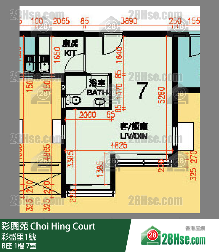 彩興苑 B座 1樓 7室 平面圖
