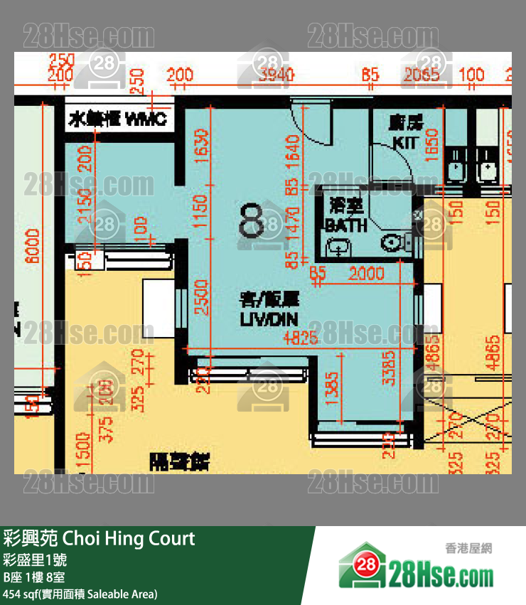 彩興苑 B座 1樓 8室 平面圖