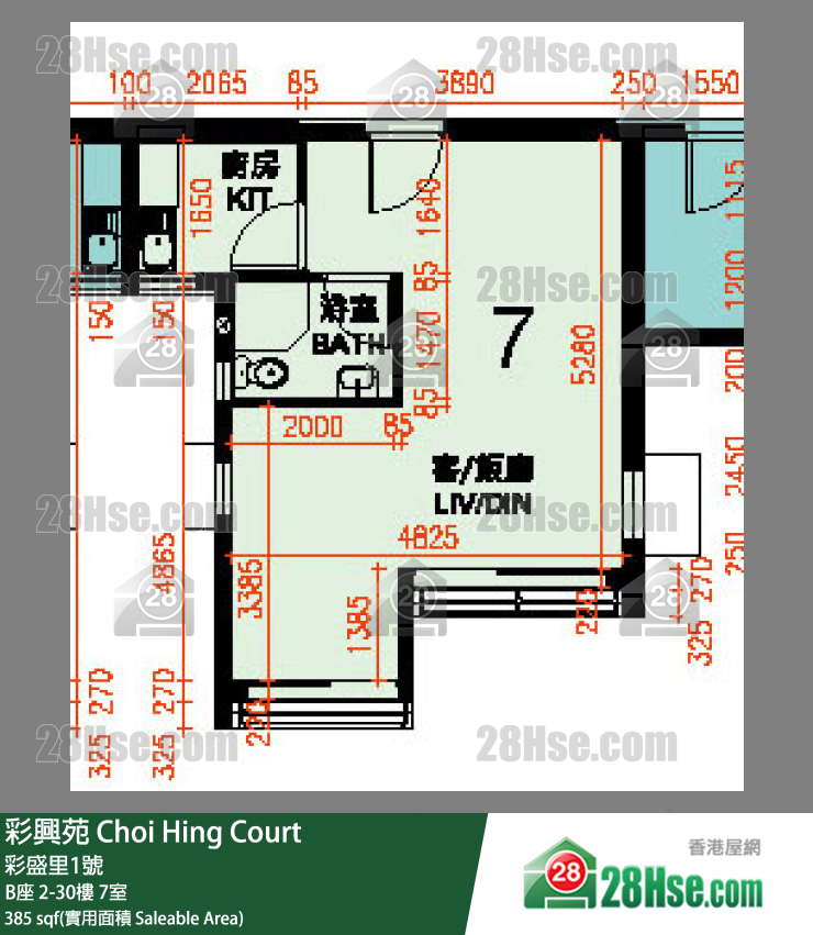 彩興苑 B座 15樓 7室 平面圖