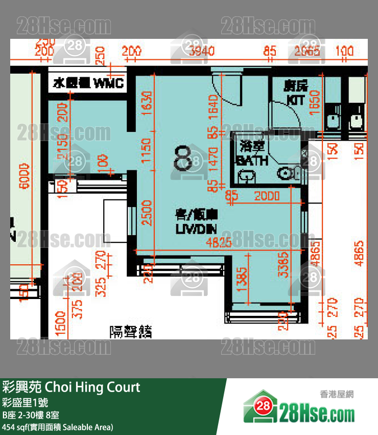 彩興苑 B座 27樓 8室 平面圖