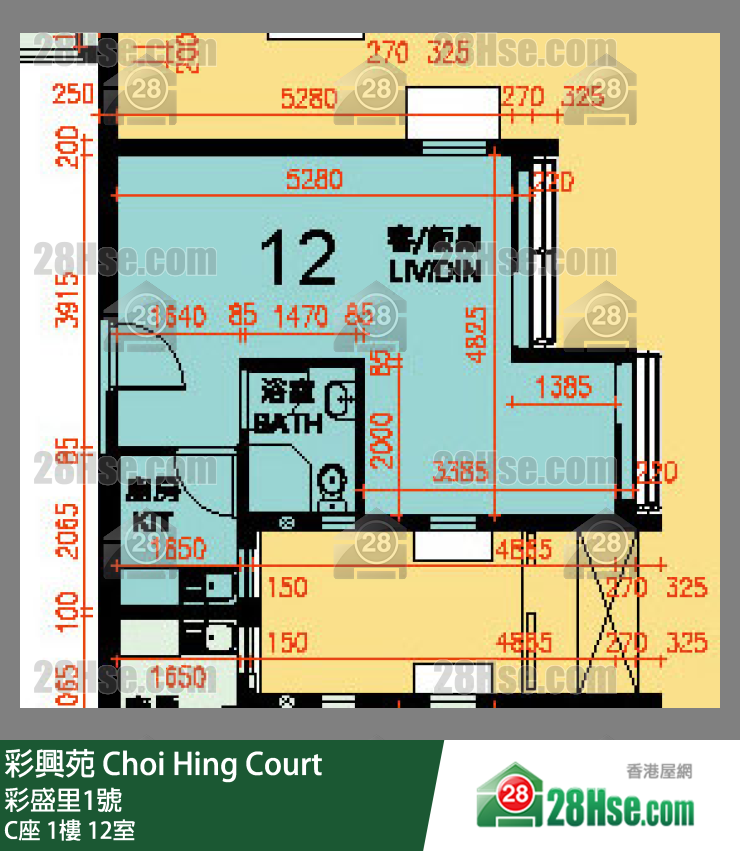 彩興苑 C座1樓 12室 平面圖