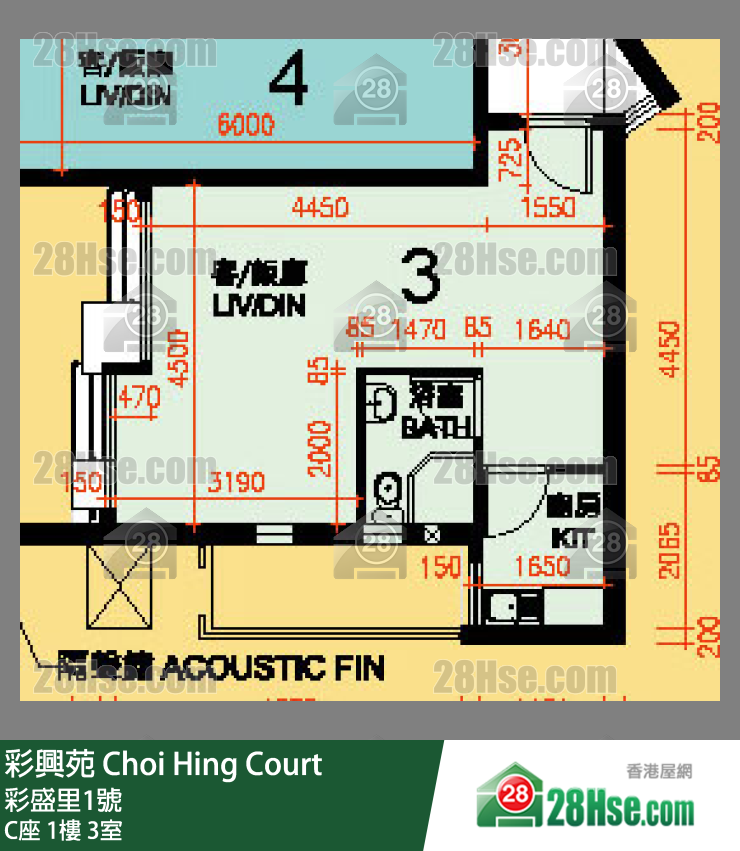 彩興苑 C座 1樓 3室 平面圖