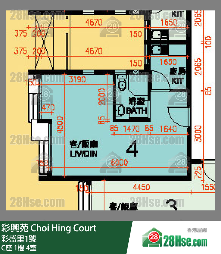 彩興苑 C座 1樓 4室 平面圖
