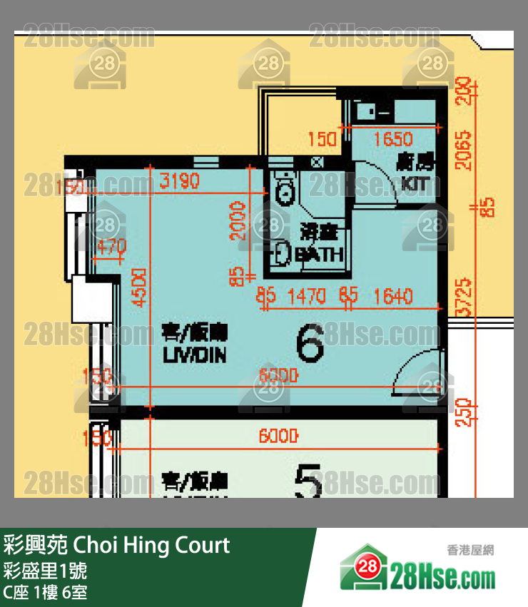 彩興苑 C座 1樓 6室 平面圖