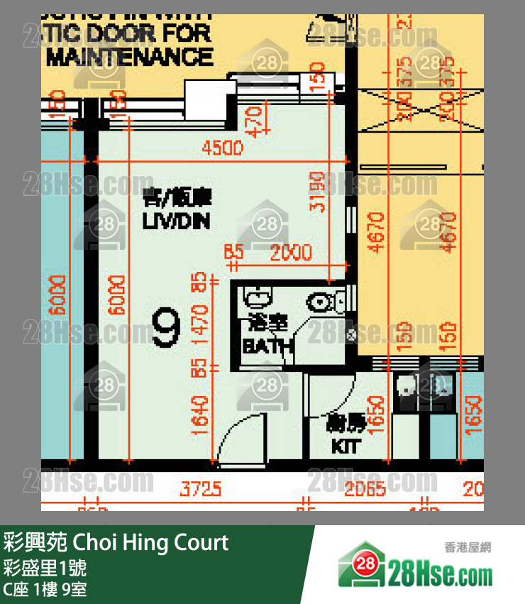彩興苑 C座1樓 9室 平面圖