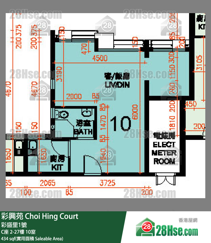 彩興苑 C座 16樓 10室 平面圖