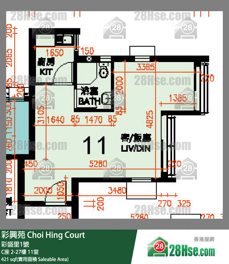 彩興苑 單位平面圖(由 28Hse 提供) 彩興苑 單位平面圖(由 28Hse 提供)