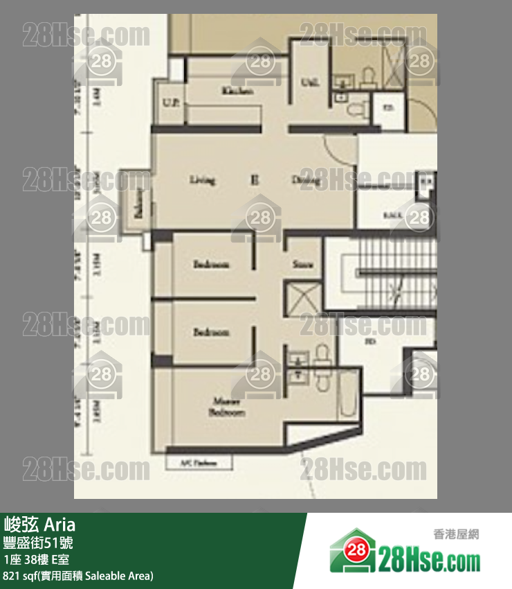 峻弦 1座38楼 E室 平面图