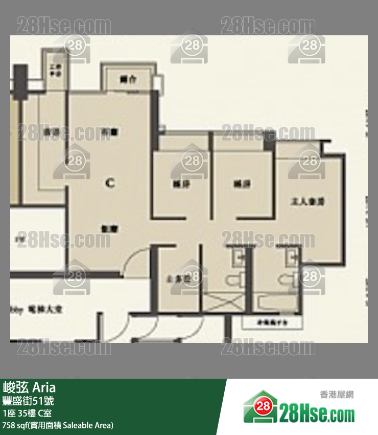 峻弦 1座 35樓 C室 平面圖