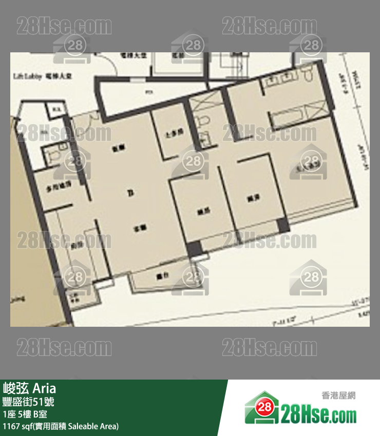 峻弦 1座5樓 B室 平面圖