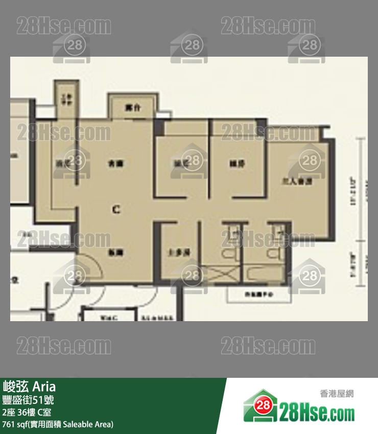 峻弦 2座36楼 C室 平面图
