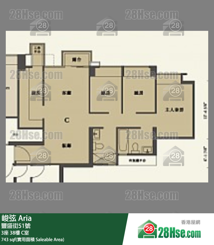 峻弦 3座38樓 C室 平面圖