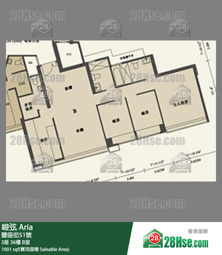 峻弦 3座36樓 B室 平面圖