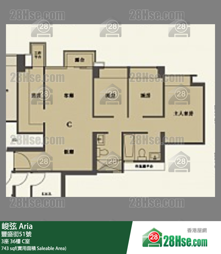 峻弦 3座36樓 C室 平面圖