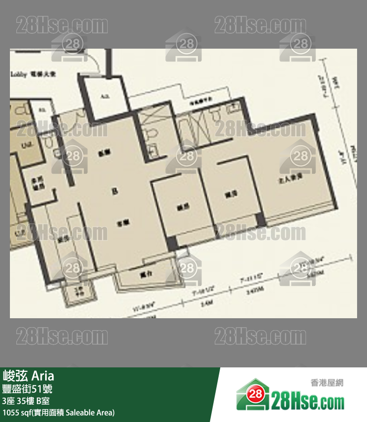 峻弦 3座35樓 B室 平面圖