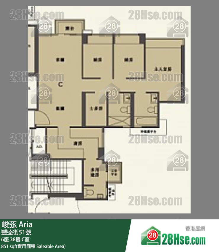 峻弦 6座38樓 C室 平面圖