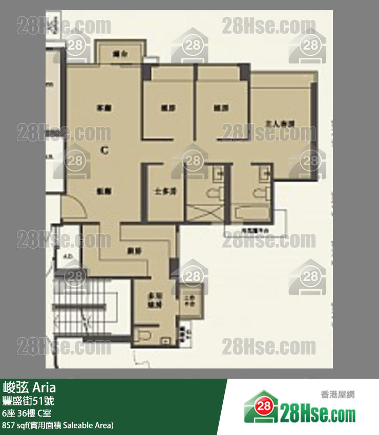 峻弦 6座36樓 C室 平面圖