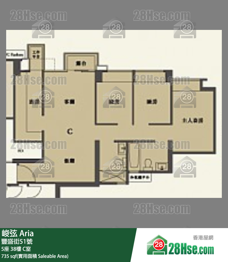 峻弦 5座 38樓 C室 平面圖