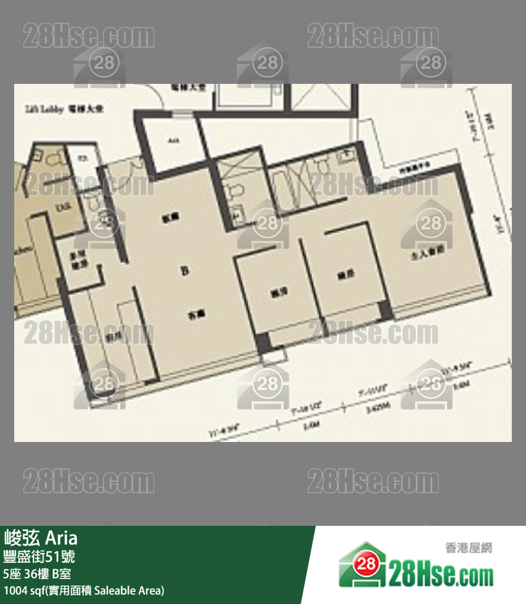 峻弦 5座 36樓 B室 平面圖
