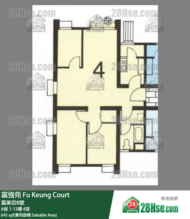 富強苑 A座 13樓 4室 平面圖