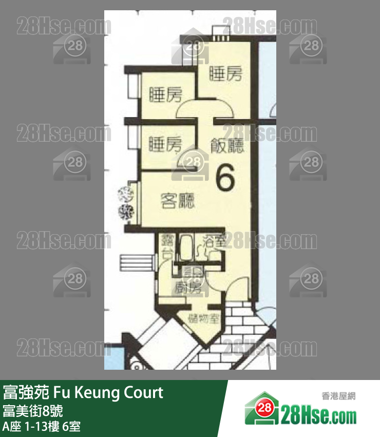 富強苑 A座12樓 6室 平面圖