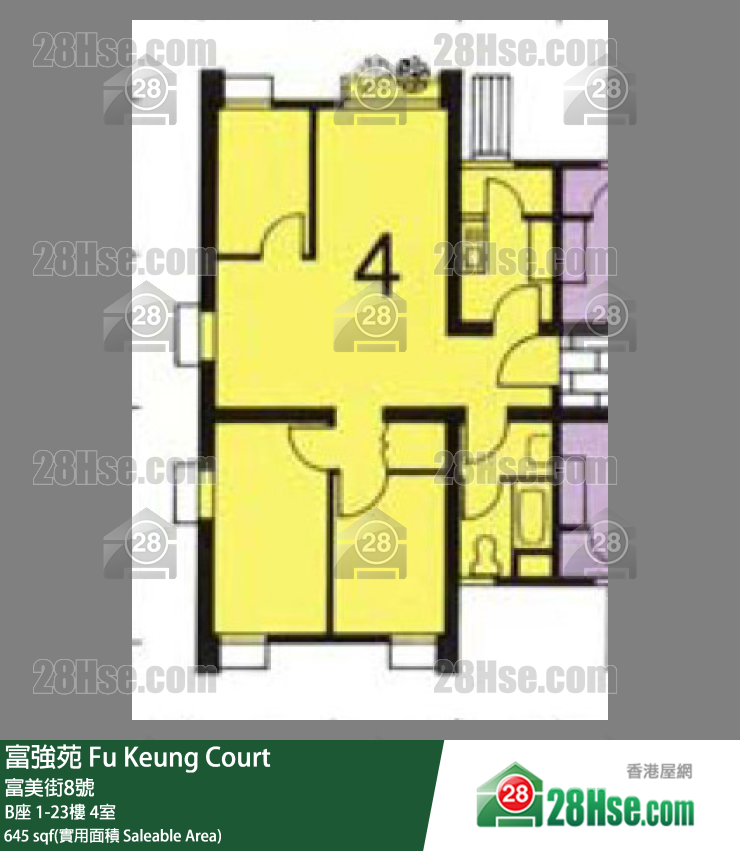 富強苑 B座12樓 4室 平面圖