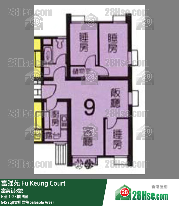 富强苑 B座21楼 9室 平面图