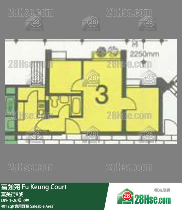 富強苑 D座16樓 3室 平面圖