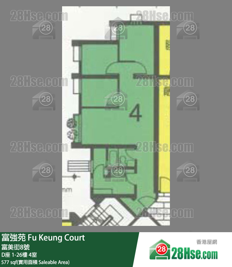 富强苑 D座5楼 4室 平面图