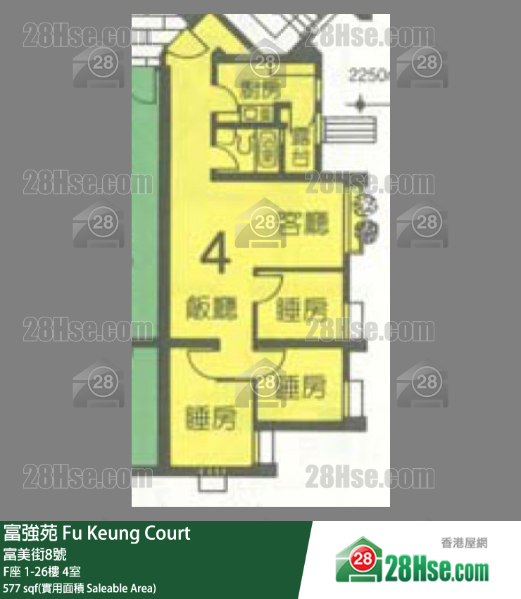 富強苑 F座23樓 4室 平面圖