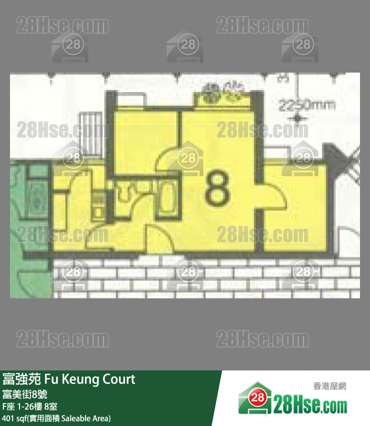 富強苑 F座 8樓 8室 平面圖
