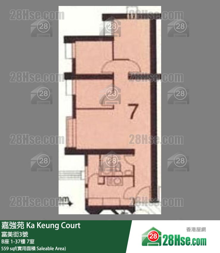 嘉強苑 B座36樓 7室 平面圖
