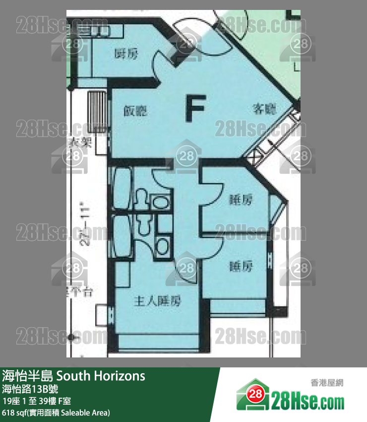 海怡半島 19座 35樓 F室 平面圖