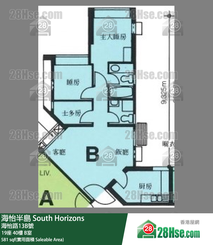 海怡半島 19座 40樓 B室 平面圖