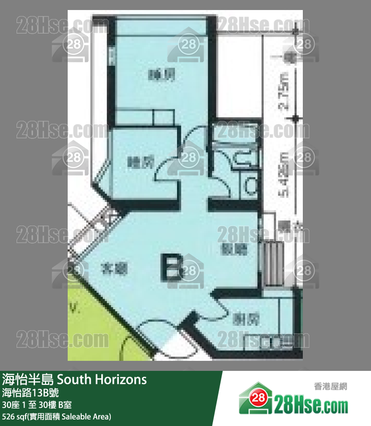 海怡半島 30座3樓 B室 平面圖