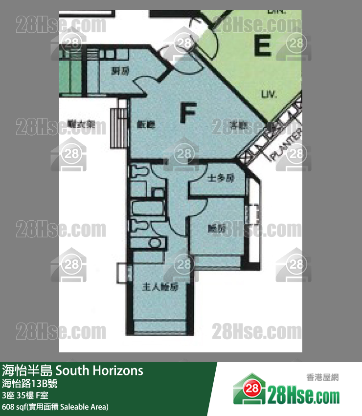 海怡半島 3座35樓 F室 平面圖