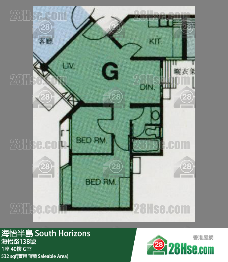 海怡半島 1座40樓 G室 平面圖