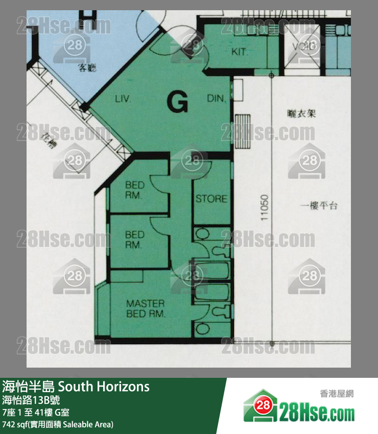 海怡半島 7座 21樓 G室 平面圖