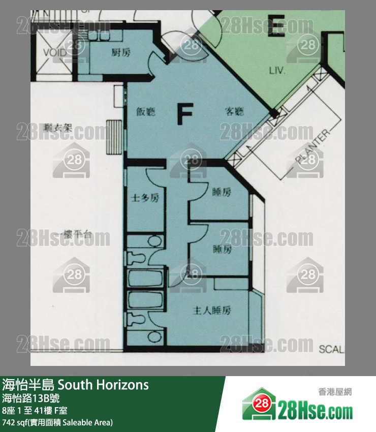 海怡半島 8座1樓 F室 平面圖