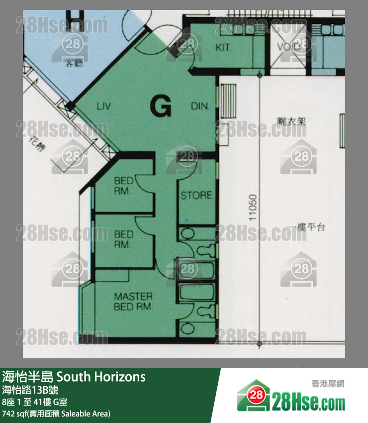 海怡半島 8座1樓 G室 平面圖