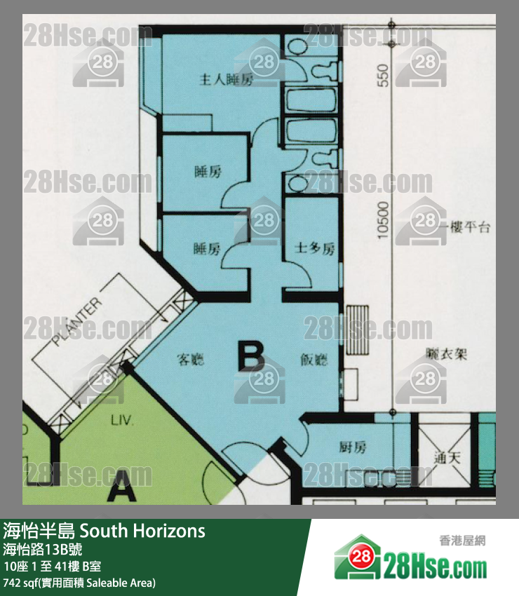 海怡半岛 10座28楼 B室 平面图