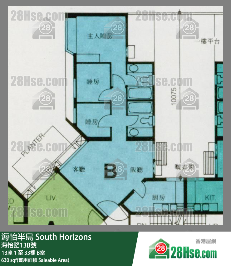海怡半島 13座12樓 B室 平面圖