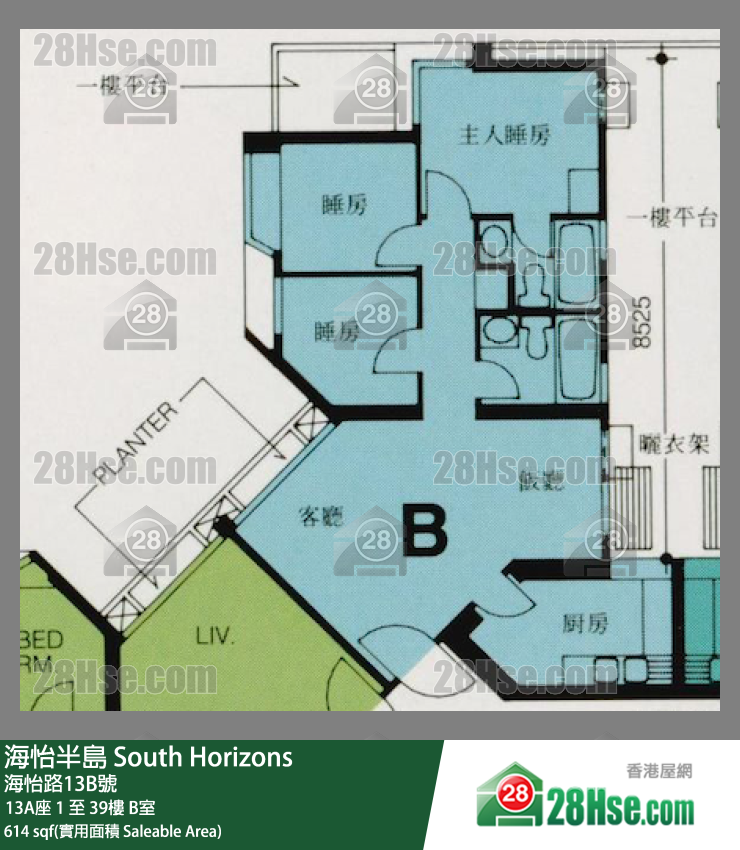 海怡半島 13A座 7樓 B室 平面圖