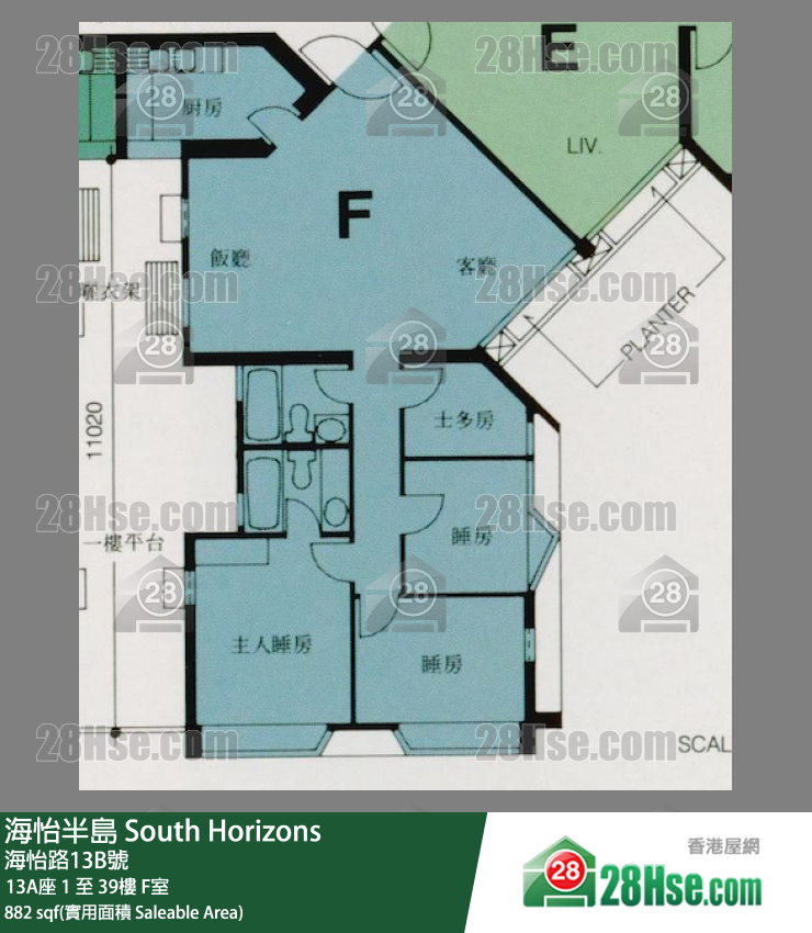 海怡半島 13A座18樓 F室 平面圖