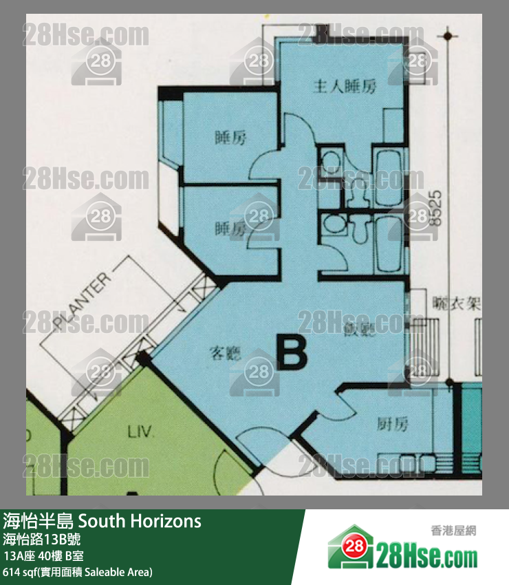 海怡半島 13A座 40樓 B室 平面圖