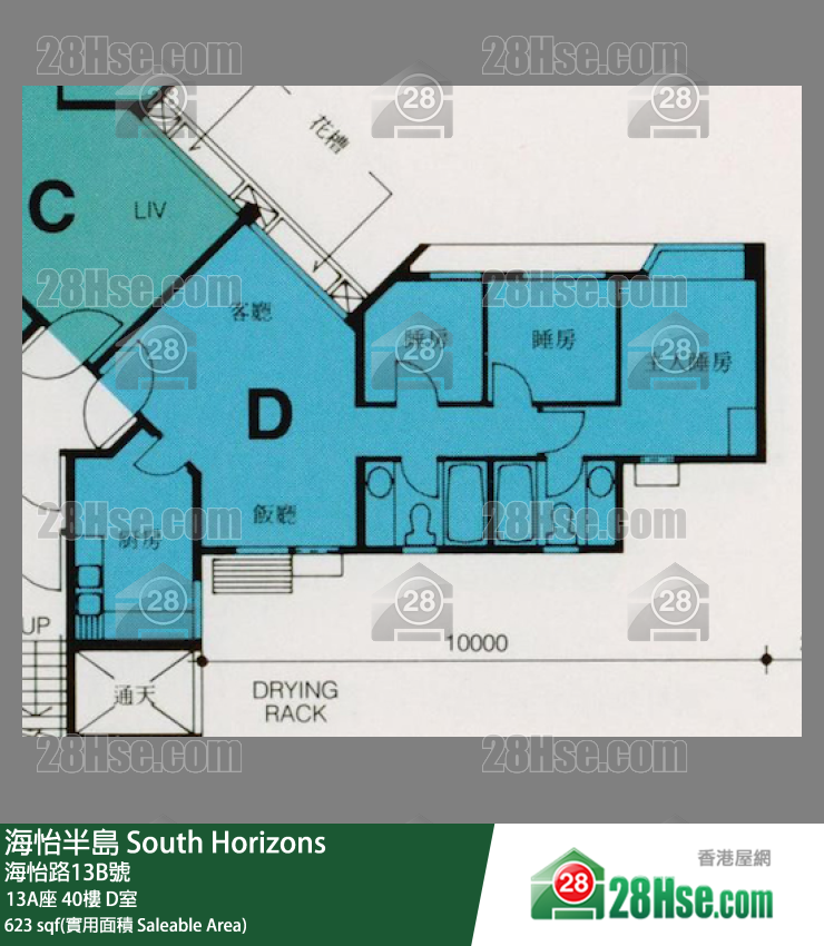 海怡半島 13A座40樓 D室 平面圖