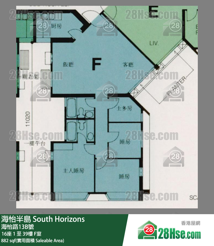 海怡半島 16座19樓 F室 平面圖