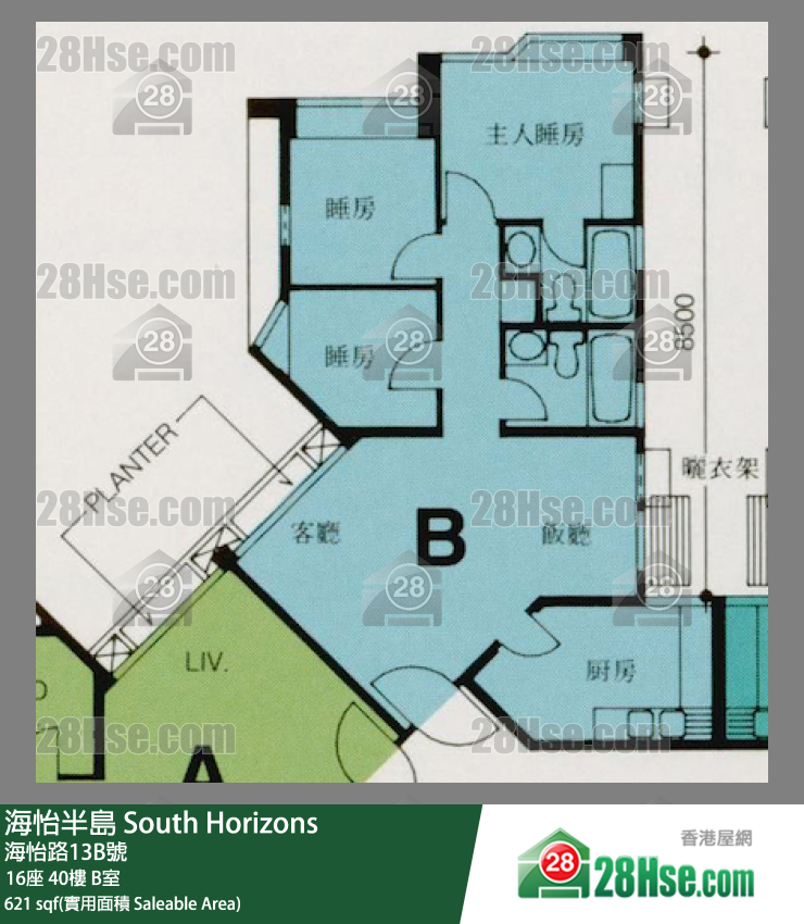 海怡半岛 16座 40楼 B室 平面图
