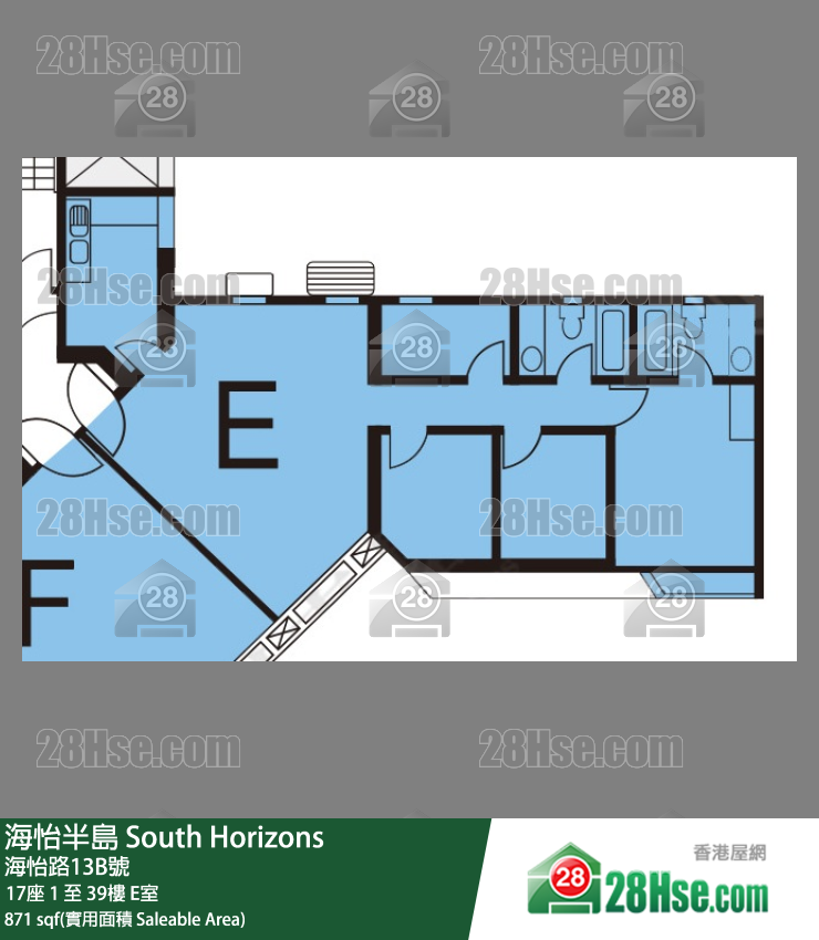 海怡半島 17座 27樓 E室 平面圖