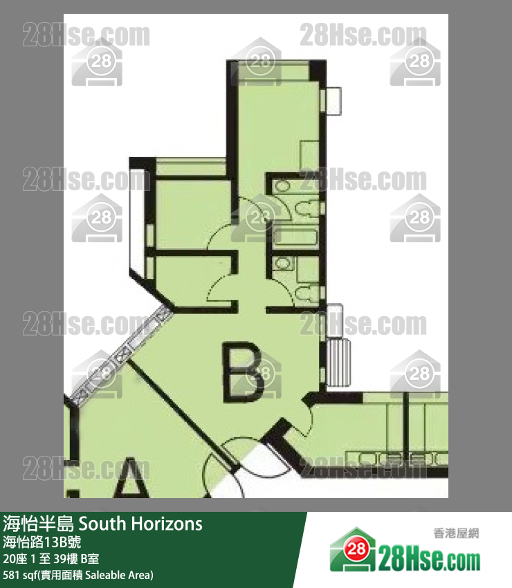 海怡半島 20座23樓 B室 平面圖